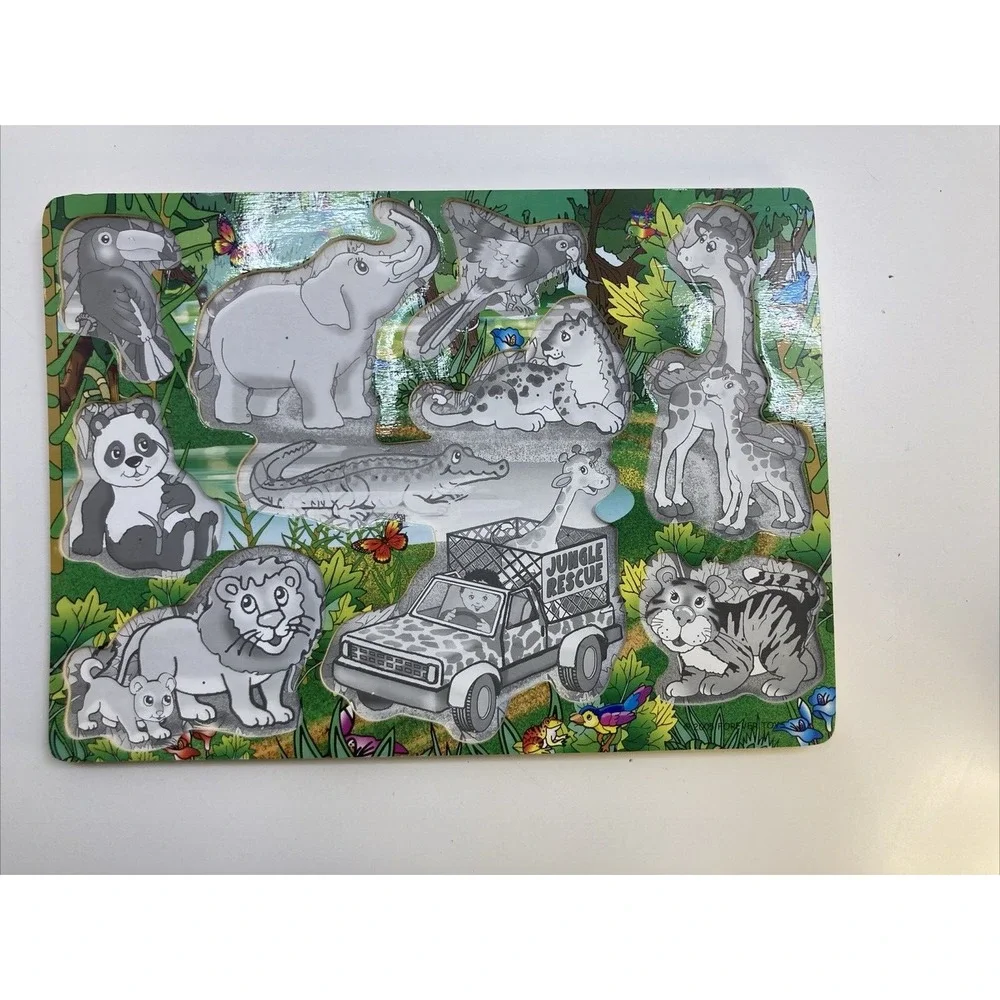 Safari Jungle Wooden Toddler‎ Chunky Puzzle 11 Piece 2005 Forever Toys